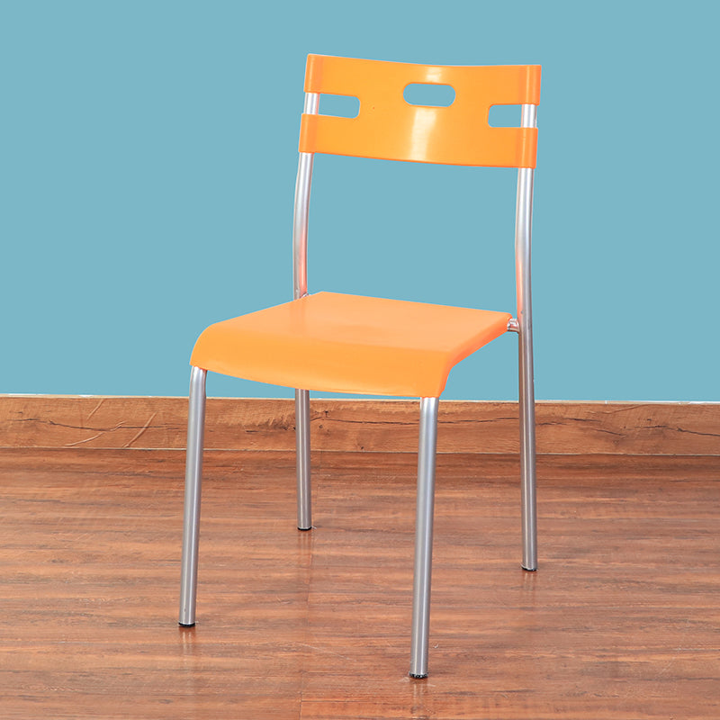Minimalist Style Plastic Dining Armless Chair Stackable Open Back Dining Side Chair Orange 1 Piece Clearhalo ' kitchen&dining_furn' 'Dining Chairs' 'Dining Tables & Seating' 'dining_chair' 'furn' 'furn_dining_chair' 'Furniture' 'furniture_dining_chair' 'Kitchen & Dining Furniture' 'kitchen' 4131166