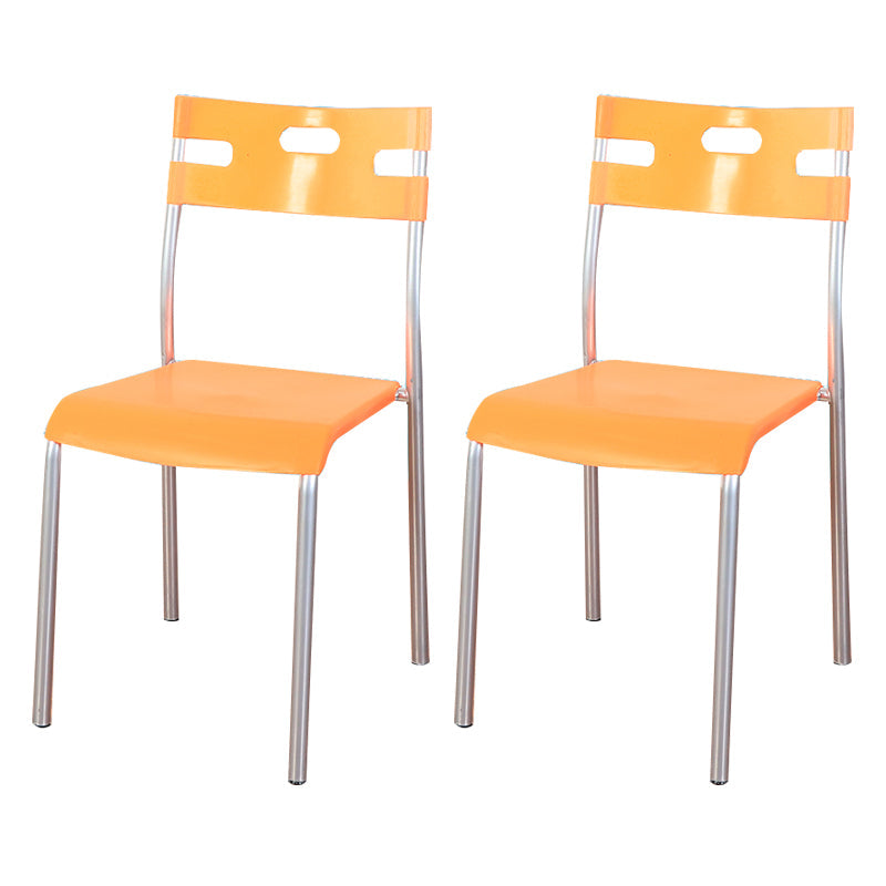 Minimalist Style Plastic Dining Armless Chair Stackable Open Back Dining Side Chair Orange 2 Piece Set Clearhalo ' kitchen&dining_furn' 'Dining Chairs' 'Dining Tables & Seating' 'dining_chair' 'furn' 'furn_dining_chair' 'Furniture' 'furniture_dining_chair' 'Kitchen & Dining Furniture' 'kitchen' 4131167