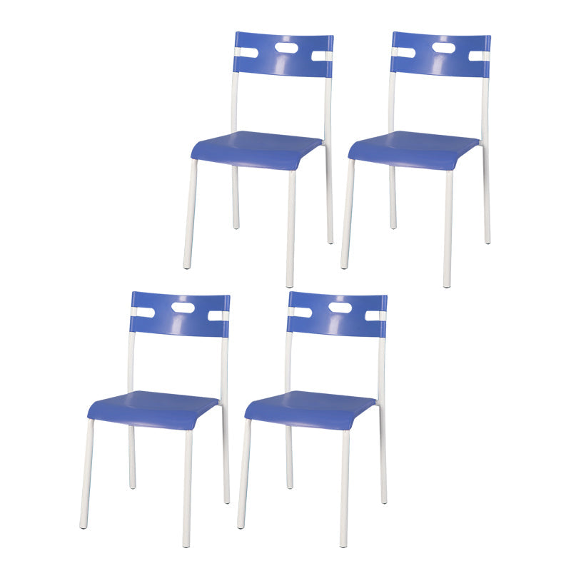 Minimalist Style Plastic Dining Armless Chair Stackable Open Back Dining Side Chair Blue 4 Piece Set Clearhalo ' kitchen&dining_furn' 'Dining Chairs' 'Dining Tables & Seating' 'dining_chair' 'furn' 'furn_dining_chair' 'Furniture' 'furniture_dining_chair' 'Kitchen & Dining Furniture' 'kitchen' 4131171