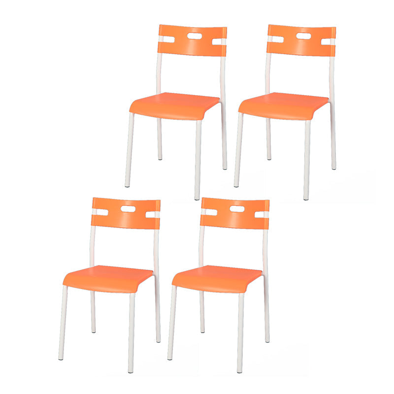 Minimalist Style Plastic Dining Armless Chair Stackable Open Back Dining Side Chair Orange 4 Piece Set Clearhalo ' kitchen&dining_furn' 'Dining Chairs' 'Dining Tables & Seating' 'dining_chair' 'furn' 'furn_dining_chair' 'Furniture' 'furniture_dining_chair' 'Kitchen & Dining Furniture' 'kitchen' 4131174