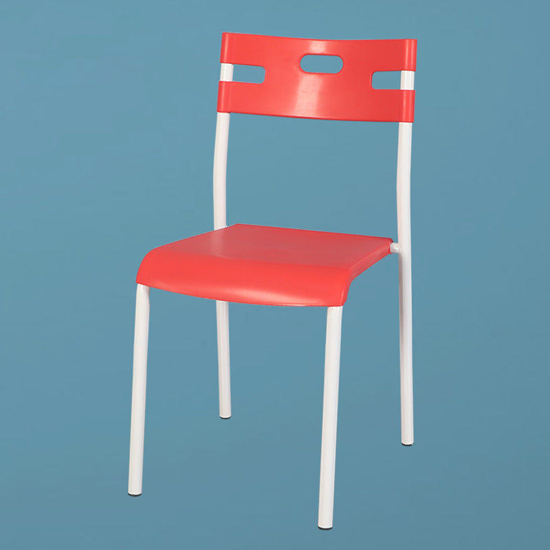 Minimalist Style Plastic Dining Armless Chair Stackable Open Back Dining Side Chair Red 1 Piece Clearhalo ' kitchen&dining_furn' 'Dining Chairs' 'Dining Tables & Seating' 'dining_chair' 'furn' 'furn_dining_chair' 'Furniture' 'furniture_dining_chair' 'Kitchen & Dining Furniture' 'kitchen' 4131178