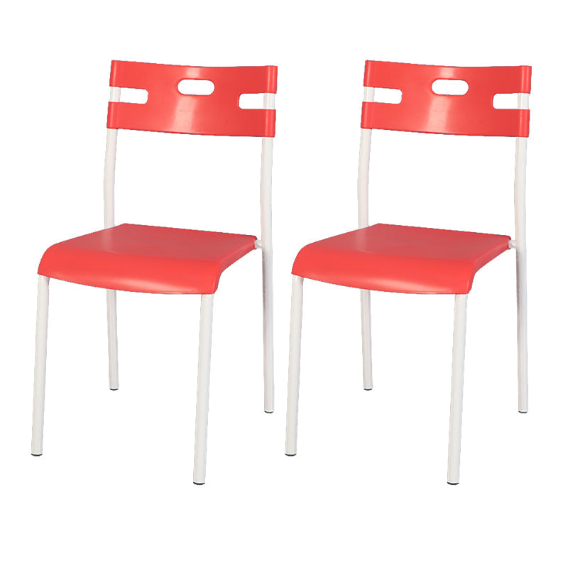 Minimalist Style Plastic Dining Armless Chair Stackable Open Back Dining Side Chair Red 2 Piece Set Clearhalo ' kitchen&dining_furn' 'Dining Chairs' 'Dining Tables & Seating' 'dining_chair' 'furn' 'furn_dining_chair' 'Furniture' 'furniture_dining_chair' 'Kitchen & Dining Furniture' 'kitchen' 4131179