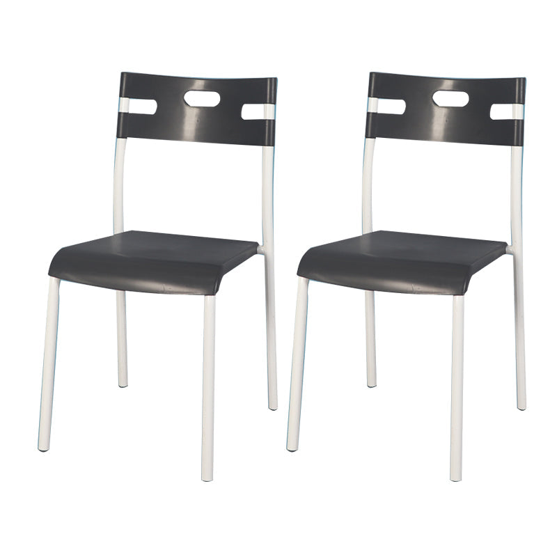 Minimalist Style Plastic Dining Armless Chair Stackable Open Back Dining Side Chair Black 2 Piece Set Clearhalo ' kitchen&dining_furn' 'Dining Chairs' 'Dining Tables & Seating' 'dining_chair' 'furn' 'furn_dining_chair' 'Furniture' 'furniture_dining_chair' 'Kitchen & Dining Furniture' 'kitchen' 4131182