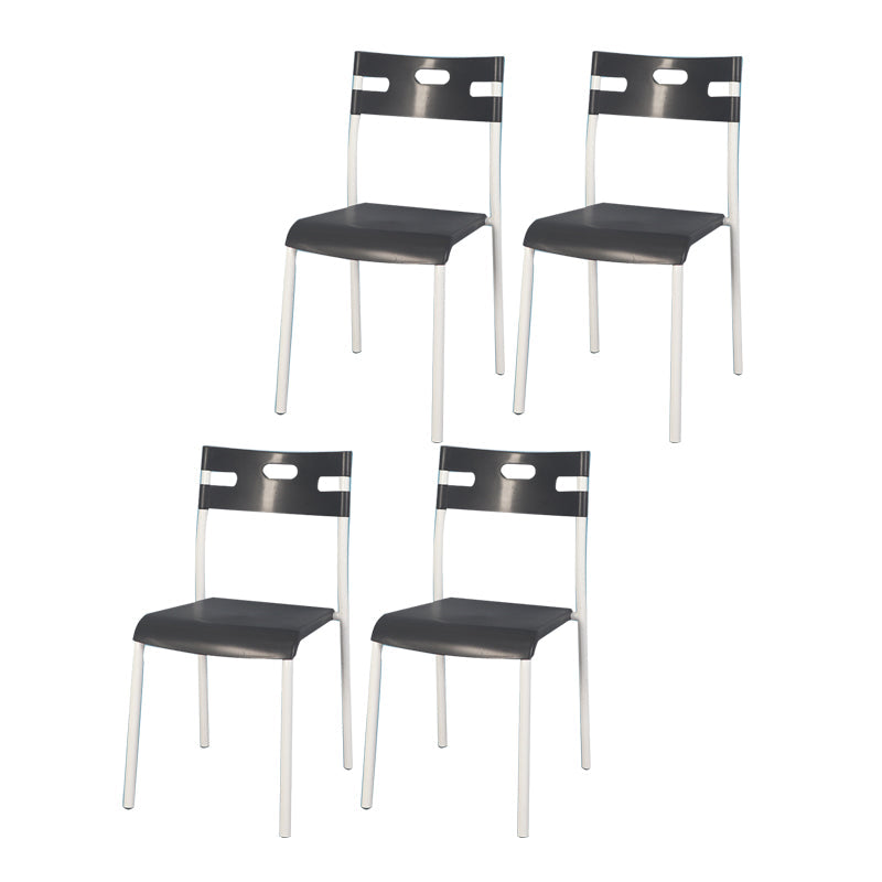 Minimalist Style Plastic Dining Armless Chair Stackable Open Back Dining Side Chair Black 4 Piece Set Clearhalo ' kitchen&dining_furn' 'Dining Chairs' 'Dining Tables & Seating' 'dining_chair' 'furn' 'furn_dining_chair' 'Furniture' 'furniture_dining_chair' 'Kitchen & Dining Furniture' 'kitchen' 4131183
