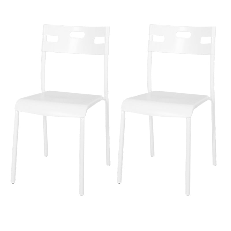 Minimalist Style Plastic Dining Armless Chair Stackable Open Back Dining Side Chair White 2 Piece Set Clearhalo ' kitchen&dining_furn' 'Dining Chairs' 'Dining Tables & Seating' 'dining_chair' 'furn' 'furn_dining_chair' 'Furniture' 'furniture_dining_chair' 'Kitchen & Dining Furniture' 'kitchen' 4131185