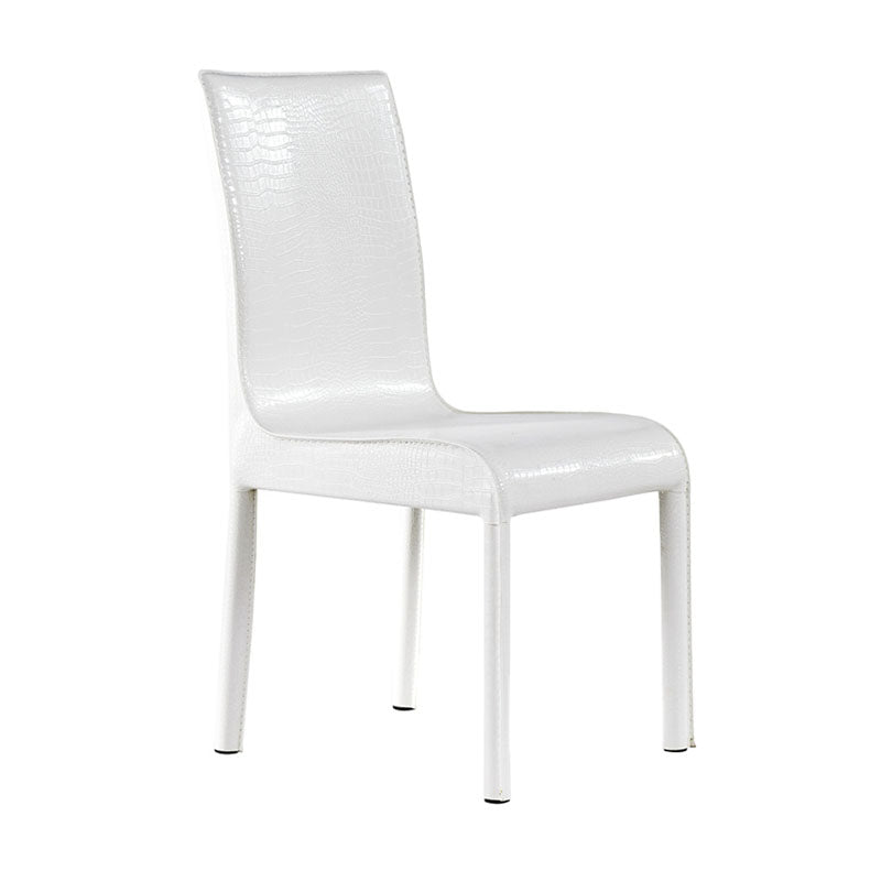 Contemporary Faux Leather Dining Chairs Upholstered Side Armless Chairs Gloss White 1 Piece Clearhalo ' kitchen&dining_furn' 'Dining Chairs' 'Dining Tables & Seating' 'dining_chair' 'furn' 'furn_dining_chair' 'Furniture' 'furniture_dining_chair' 'Kitchen & Dining Furniture' 'kitchen' 4131189