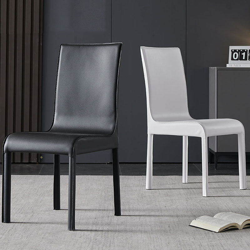Contemporary Faux Leather Dining Chairs Upholstered Side Armless Chairs Clearhalo ' kitchen&dining_furn' 'Dining Chairs' 'Dining Tables & Seating' 'dining_chair' 'furn' 'furn_dining_chair' 'Furniture' 'furniture_dining_chair' 'Kitchen & Dining Furniture' 'kitchen' 4131190