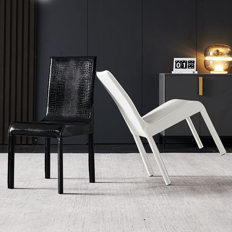 Contemporary Faux Leather Dining Chairs Upholstered Side Armless Chairs Clearhalo ' kitchen&dining_furn' 'Dining Chairs' 'Dining Tables & Seating' 'dining_chair' 'furn' 'furn_dining_chair' 'Furniture' 'furniture_dining_chair' 'Kitchen & Dining Furniture' 'kitchen' 4131194