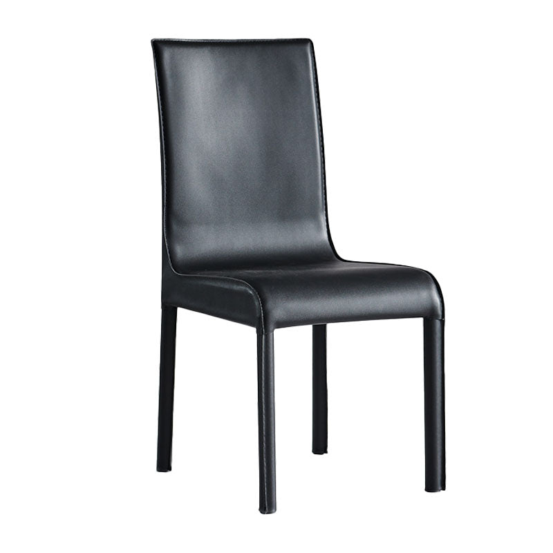 Contemporary Faux Leather Dining Chairs Upholstered Side Armless Chairs Black 1 Piece Clearhalo ' kitchen&dining_furn' 'Dining Chairs' 'Dining Tables & Seating' 'dining_chair' 'furn' 'furn_dining_chair' 'Furniture' 'furniture_dining_chair' 'Kitchen & Dining Furniture' 'kitchen' 4131195