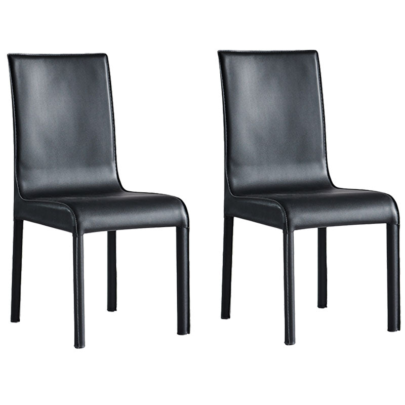 Contemporary Faux Leather Dining Chairs Upholstered Side Armless Chairs Black 2 Piece Set Clearhalo ' kitchen&dining_furn' 'Dining Chairs' 'Dining Tables & Seating' 'dining_chair' 'furn' 'furn_dining_chair' 'Furniture' 'furniture_dining_chair' 'Kitchen & Dining Furniture' 'kitchen' 4131196