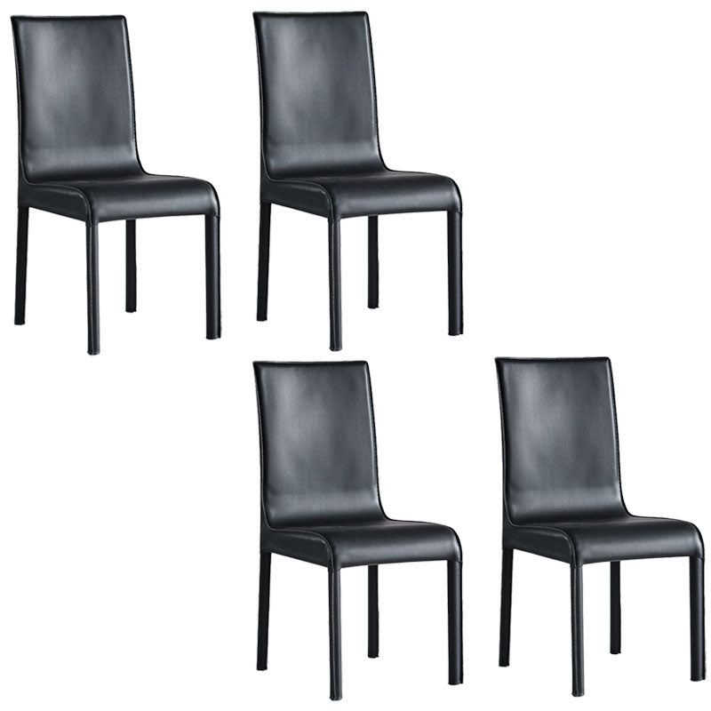 Contemporary Faux Leather Dining Chairs Upholstered Side Armless Chairs Black 4 Piece Set Clearhalo ' kitchen&dining_furn' 'Dining Chairs' 'Dining Tables & Seating' 'dining_chair' 'furn' 'furn_dining_chair' 'Furniture' 'furniture_dining_chair' 'Kitchen & Dining Furniture' 'kitchen' 4131199