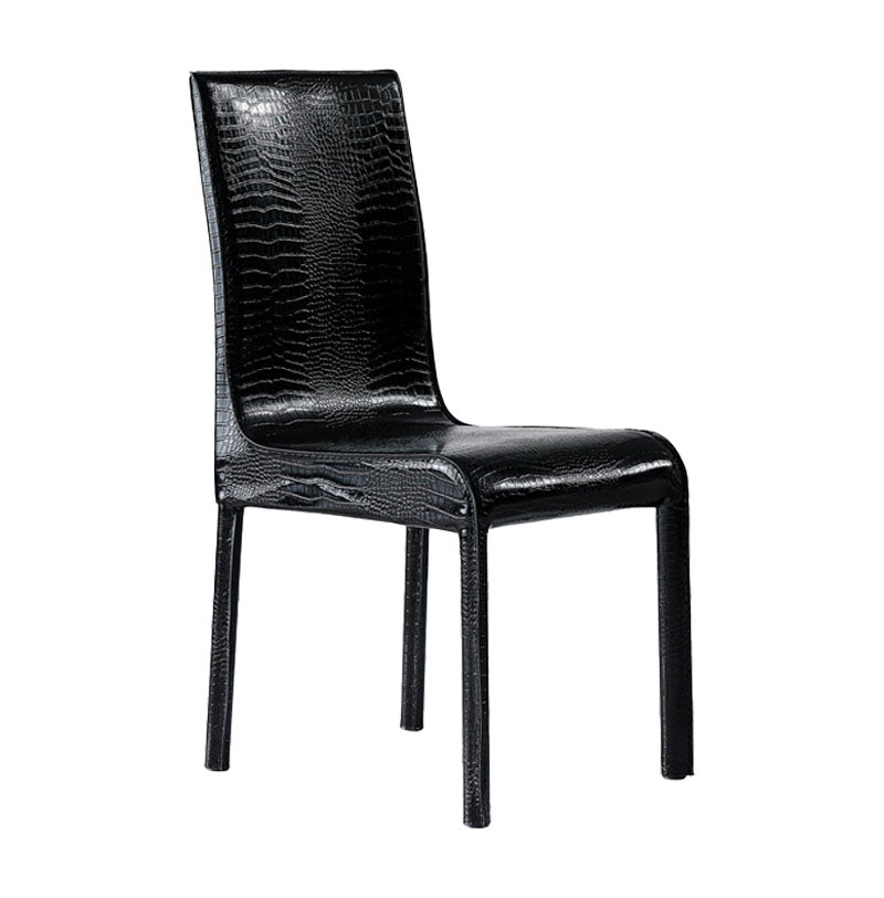 Contemporary Faux Leather Dining Chairs Upholstered Side Armless Chairs Gloss Black 1 Piece Clearhalo ' kitchen&dining_furn' 'Dining Chairs' 'Dining Tables & Seating' 'dining_chair' 'furn' 'furn_dining_chair' 'Furniture' 'furniture_dining_chair' 'Kitchen & Dining Furniture' 'kitchen' 4131201