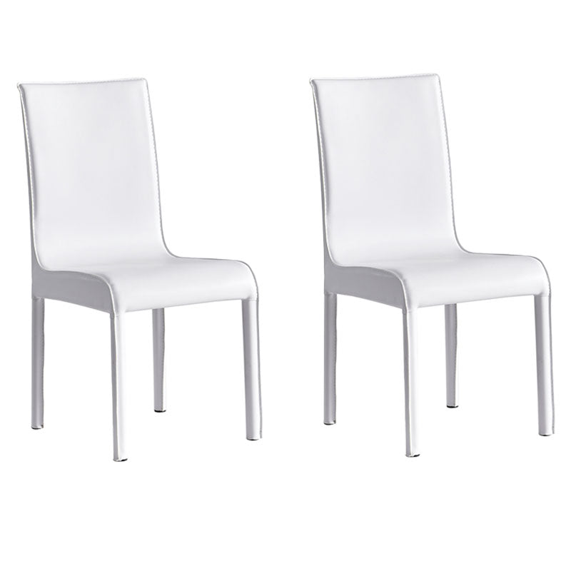 Contemporary Faux Leather Dining Chairs Upholstered Side Armless Chairs White 2 Piece Set Clearhalo ' kitchen&dining_furn' 'Dining Chairs' 'Dining Tables & Seating' 'dining_chair' 'furn' 'furn_dining_chair' 'Furniture' 'furniture_dining_chair' 'Kitchen & Dining Furniture' 'kitchen' 4131208