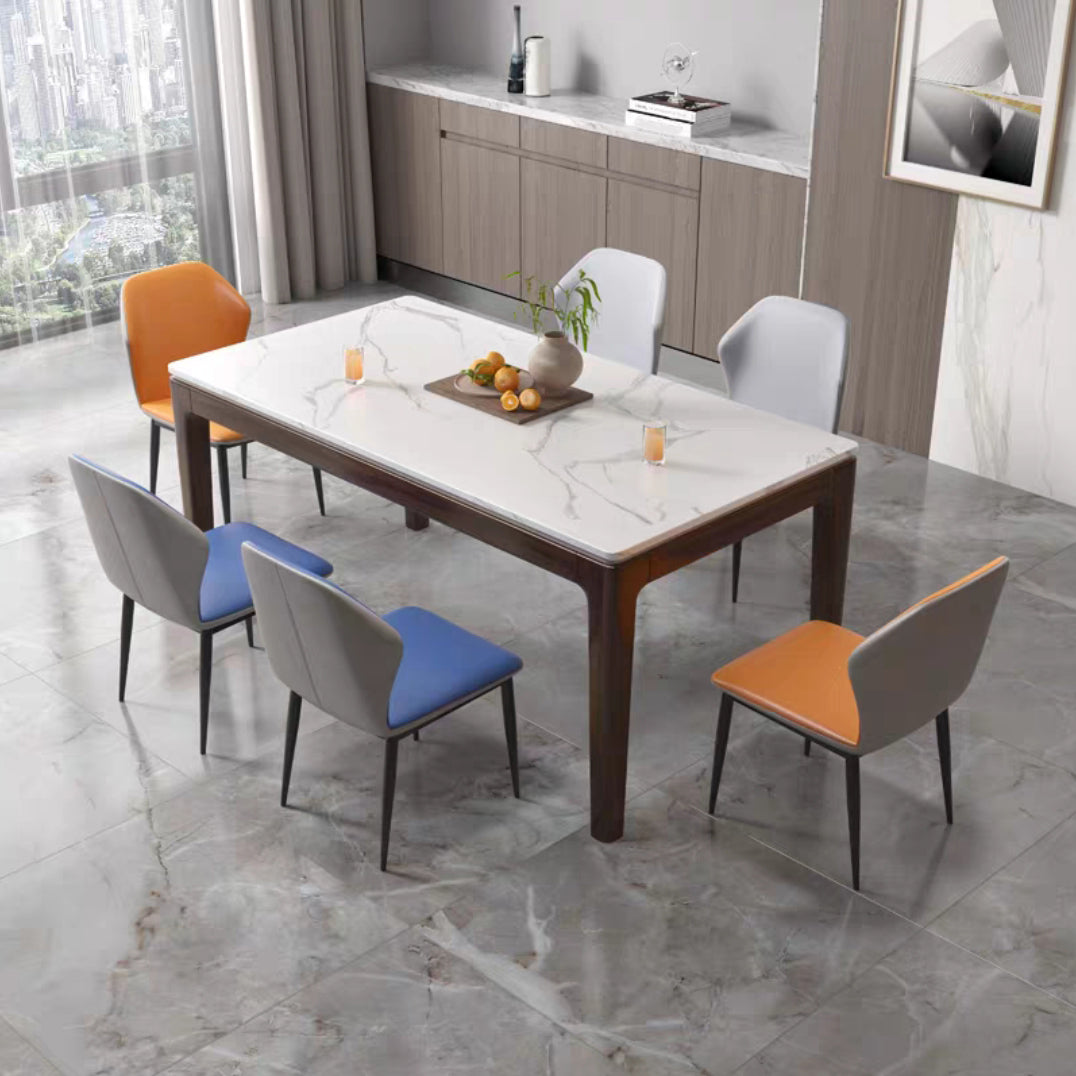 Solid Wood Mid-Century Modern Table Rectangle Marble Top Table for Kitchen Clearhalo ' dining_table' 'Dining Tables & Seating' 'Dining Tables' 'furn' 'furn_dining_table' 'Furniture' 'furniture_dining_table' 'Kitchen & Dining Furniture' 'kitchen&dining_furn' 'kitchen' 'kitchen_dining_table' 4133441