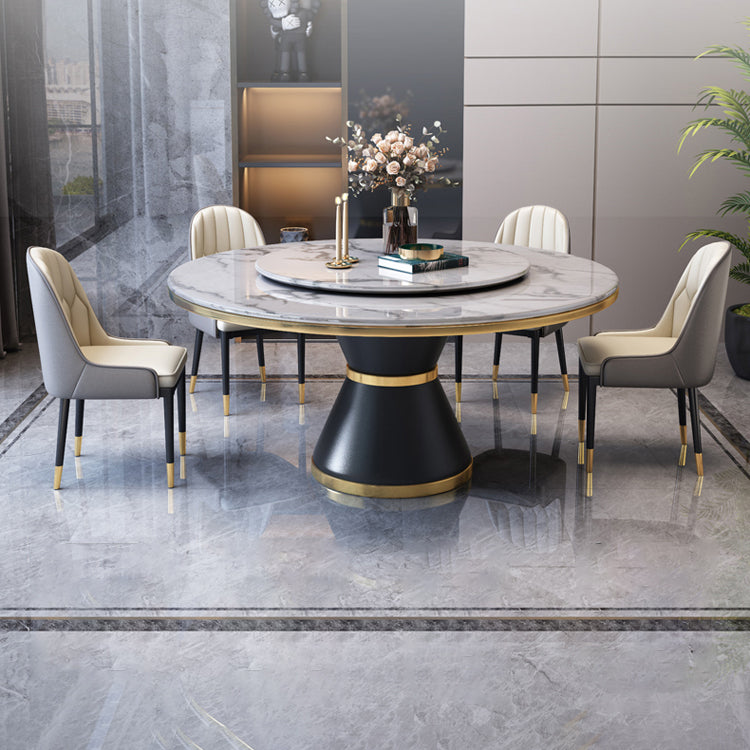Marble Dining Table Luxury Style Single Pedestal Base Round Table for Home Clearhalo ' dining_table' 'Dining Tables & Seating' 'Dining Tables' 'furn' 'furn_dining_table' 'Furniture' 'furniture_dining_table' 'Kitchen & Dining Furniture' 'kitchen&dining_furn' 'kitchen' 'kitchen_dining_table' 4133452