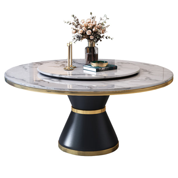 Marble Dining Table Luxury Style Single Pedestal Base Round Table for Home Without Chairs Clearhalo ' dining_table' 'Dining Tables & Seating' 'Dining Tables' 'furn' 'furn_dining_table' 'Furniture' 'furniture_dining_table' 'Kitchen & Dining Furniture' 'kitchen&dining_furn' 'kitchen' 'kitchen_dining_table' 4133453