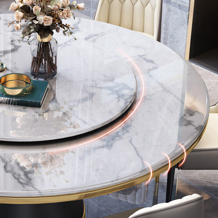 Marble Dining Table Luxury Style Single Pedestal Base Round Table for Home Clearhalo ' dining_table' 'Dining Tables & Seating' 'Dining Tables' 'furn' 'furn_dining_table' 'Furniture' 'furniture_dining_table' 'Kitchen & Dining Furniture' 'kitchen&dining_furn' 'kitchen' 'kitchen_dining_table' 4133454