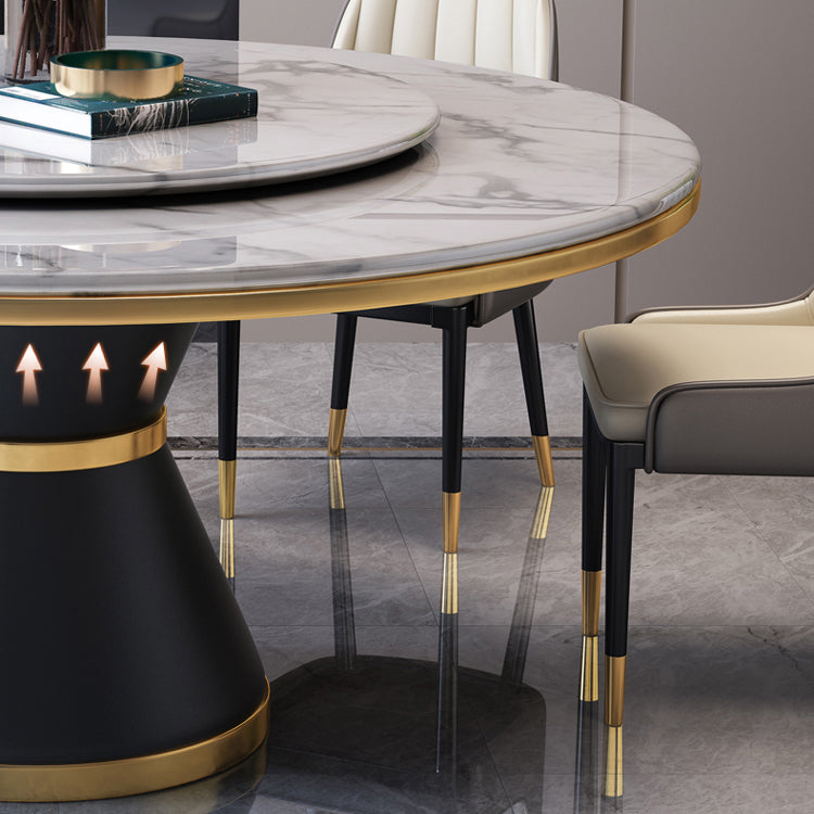 Marble Dining Table Luxury Style Single Pedestal Base Round Table for Home Clearhalo ' dining_table' 'Dining Tables & Seating' 'Dining Tables' 'furn' 'furn_dining_table' 'Furniture' 'furniture_dining_table' 'Kitchen & Dining Furniture' 'kitchen&dining_furn' 'kitchen' 'kitchen_dining_table' 4133455
