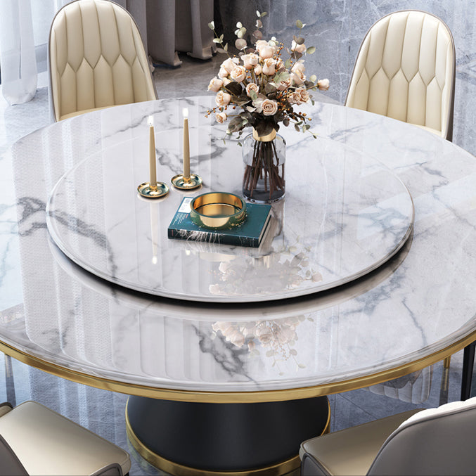 Marble Dining Table Luxury Style Single Pedestal Base Round Table for Home Clearhalo ' dining_table' 'Dining Tables & Seating' 'Dining Tables' 'furn' 'furn_dining_table' 'Furniture' 'furniture_dining_table' 'Kitchen & Dining Furniture' 'kitchen&dining_furn' 'kitchen' 'kitchen_dining_table' 4133457