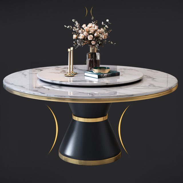 Marble Dining Table Luxury Style Single Pedestal Base Round Table for Home Clearhalo ' dining_table' 'Dining Tables & Seating' 'Dining Tables' 'furn' 'furn_dining_table' 'Furniture' 'furniture_dining_table' 'Kitchen & Dining Furniture' 'kitchen&dining_furn' 'kitchen' 'kitchen_dining_table' 4133459