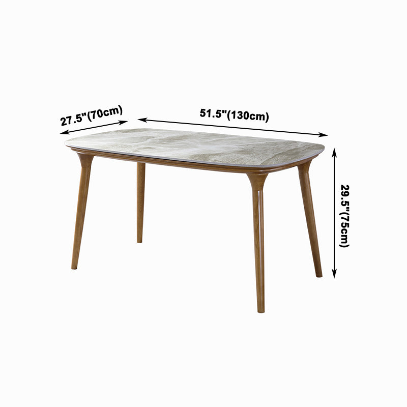 Mid-Century Modern Rectangle Table Sintered Stone Table with 4 Legs Wood Base Clearhalo ' dining_table' 'Dining Tables & Seating' 'Dining Tables' 'furn' 'furn_dining_table' 'Furniture' 'furniture_dining_table' 'Kitchen & Dining Furniture' 'kitchen&dining_furn' 'kitchen' 'kitchen_dining_table' 4133472