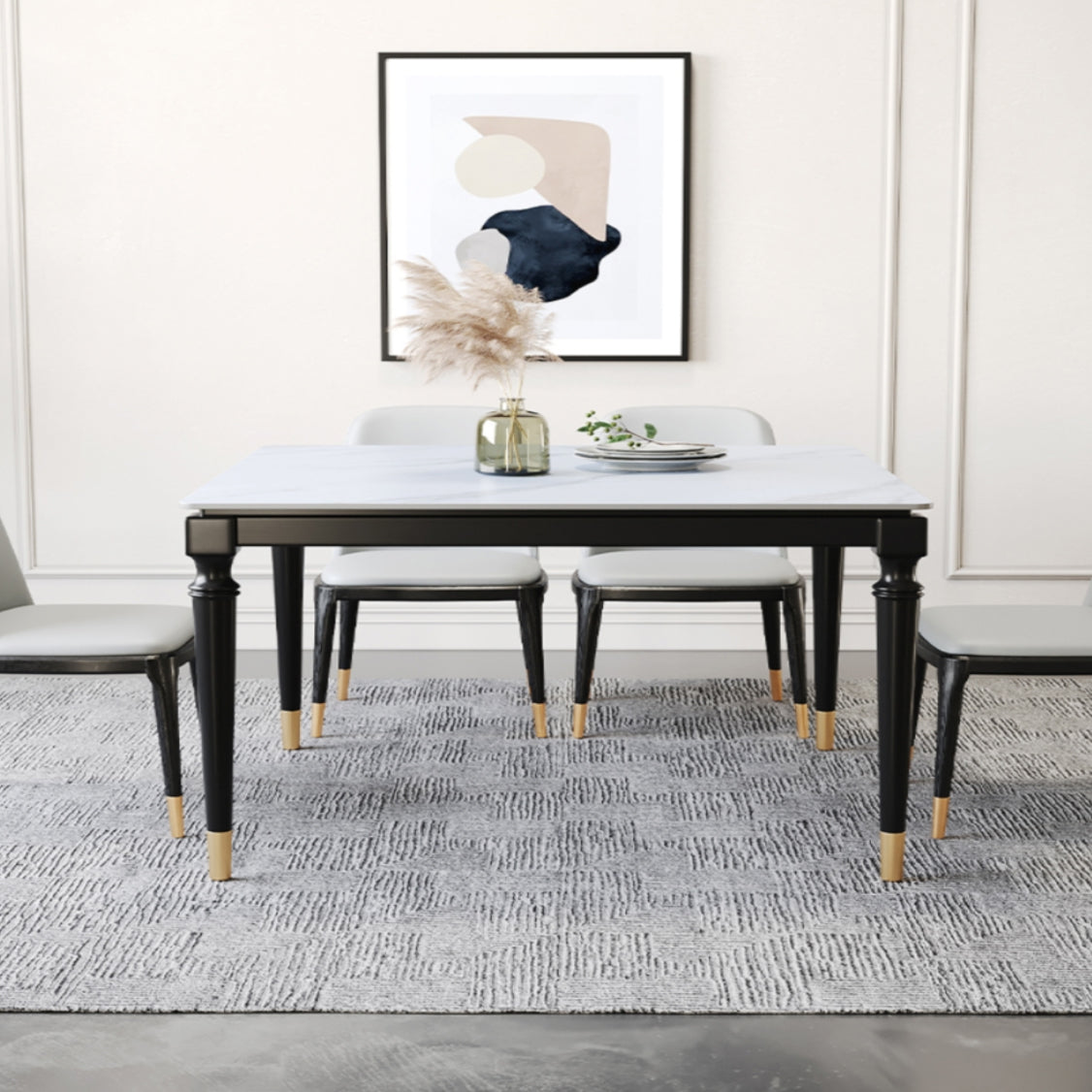 Solid Wood Mid-Century Modern Table White Sintered Stone Table with 4 Legs Clearhalo ' dining_table' 'Dining Tables & Seating' 'Dining Tables' 'furn' 'furn_dining_table' 'Furniture' 'furniture_dining_table' 'Kitchen & Dining Furniture' 'kitchen&dining_furn' 'kitchen' 'kitchen_dining_table' 4133477