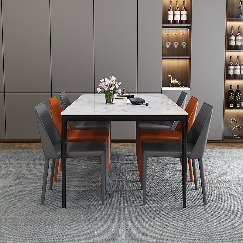 Sintered Stone Dining Table Modern Style 4 Legs Base Rectangle Table for Home Clearhalo ' dining_table' 'Dining Tables & Seating' 'Dining Tables' 'Furniture' 'furniture_dining_table' 'Kitchen & Dining Furniture' 'kitchen&dining_furn' 'kitchen' 'kitchen_dining_table' 4133501