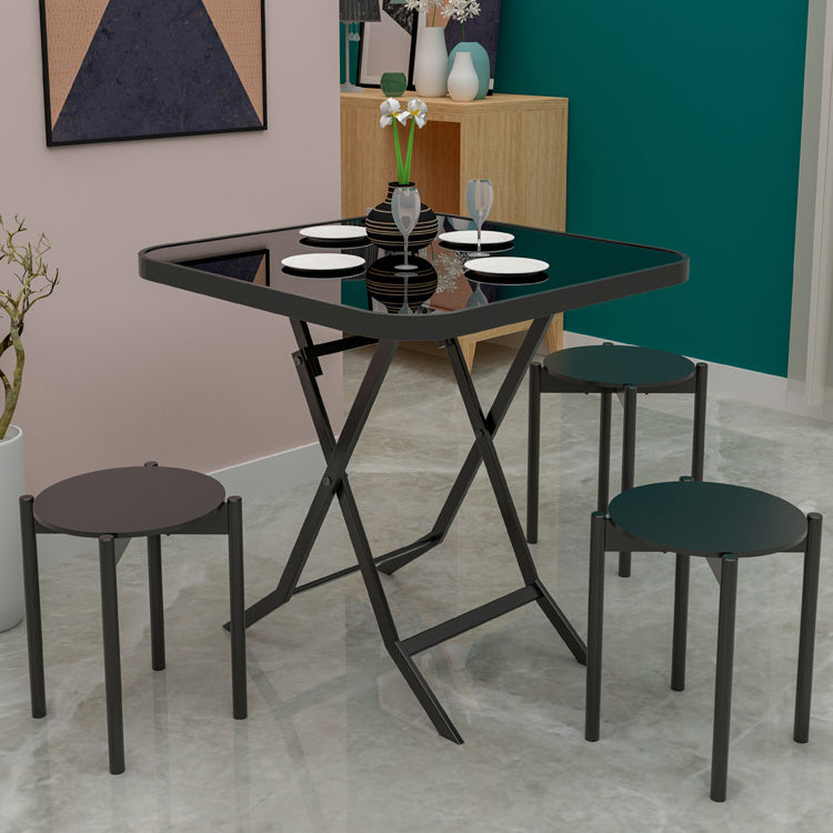 Modern Style Dining Table Glass Home Use Dining Table with Black Frame Clearhalo ' dining_table' 'Dining Tables & Seating' 'Dining Tables' 'furn' 'furn_dining_table' 'Furniture' 'furniture_dining_table' 'Kitchen & Dining Furniture' 'kitchen&dining_furn' 'kitchen' 'kitchen_dining_table' 4133541