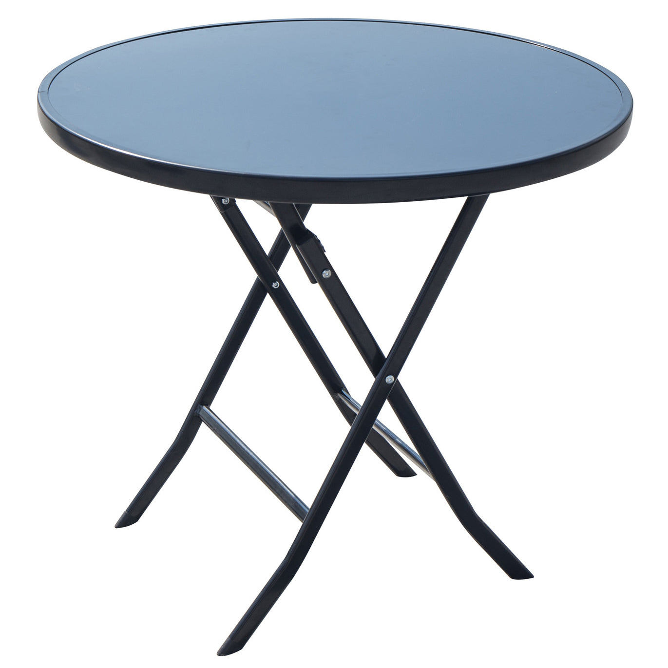 Modern Style Dining Table Glass Home Use Dining Table with Black Frame Round Black Clearhalo ' dining_table' 'Dining Tables & Seating' 'Dining Tables' 'furn' 'furn_dining_table' 'Furniture' 'furniture_dining_table' 'Kitchen & Dining Furniture' 'kitchen&dining_furn' 'kitchen' 'kitchen_dining_table' 4133542