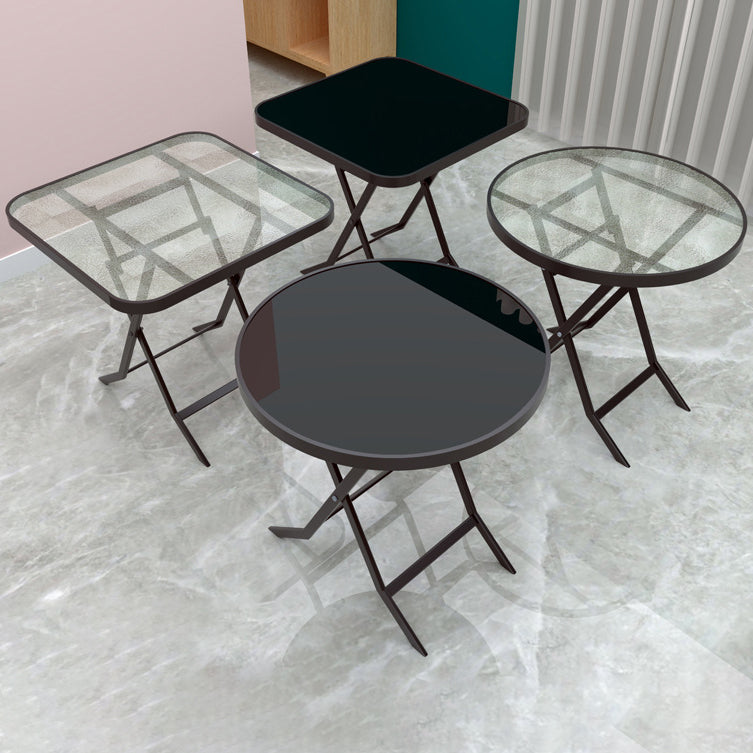 Modern Style Dining Table Glass Home Use Dining Table with Black Frame Clearhalo ' dining_table' 'Dining Tables & Seating' 'Dining Tables' 'furn' 'furn_dining_table' 'Furniture' 'furniture_dining_table' 'Kitchen & Dining Furniture' 'kitchen&dining_furn' 'kitchen' 'kitchen_dining_table' 4133548