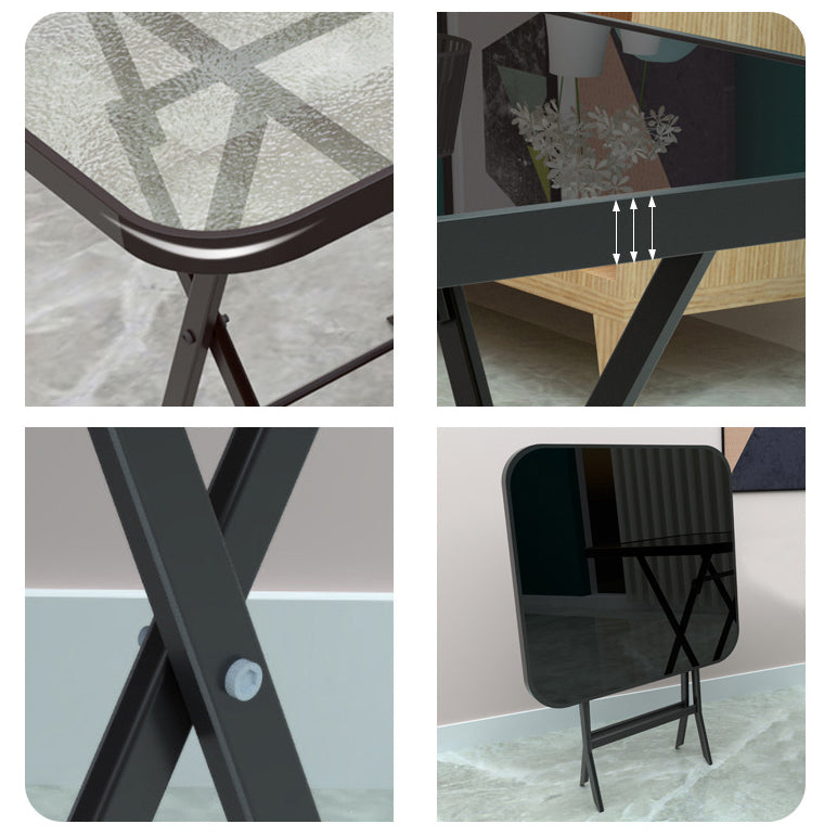 Modern Style Dining Table Glass Home Use Dining Table with Black Frame Clearhalo ' dining_table' 'Dining Tables & Seating' 'Dining Tables' 'furn' 'furn_dining_table' 'Furniture' 'furniture_dining_table' 'Kitchen & Dining Furniture' 'kitchen&dining_furn' 'kitchen' 'kitchen_dining_table' 4133552