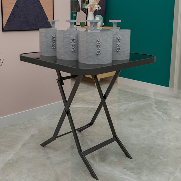 Modern Style Dining Table Glass Home Use Dining Table with Black Frame Clearhalo ' dining_table' 'Dining Tables & Seating' 'Dining Tables' 'furn' 'furn_dining_table' 'Furniture' 'furniture_dining_table' 'Kitchen & Dining Furniture' 'kitchen&dining_furn' 'kitchen' 'kitchen_dining_table' 4133553
