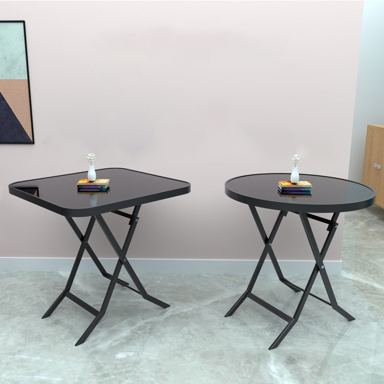 Modern Style Dining Table Glass Home Use Dining Table with Black Frame Clearhalo ' dining_table' 'Dining Tables & Seating' 'Dining Tables' 'furn' 'furn_dining_table' 'Furniture' 'furniture_dining_table' 'Kitchen & Dining Furniture' 'kitchen&dining_furn' 'kitchen' 'kitchen_dining_table' 4133555