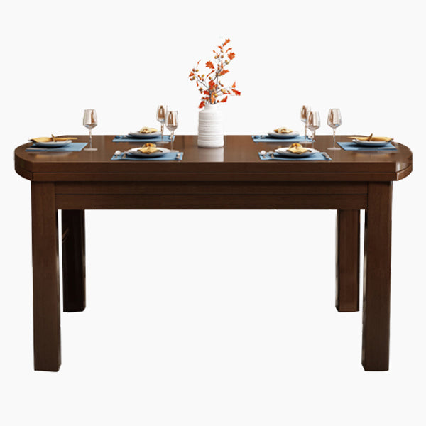 54.3''L Modern Solid Wood Table Round Extendable Dining Table with 4 Legs Base Walnut Without Chairs Clearhalo ' dining_table' 'Dining Tables & Seating' 'Dining Tables' 'furn' 'furn_dining_table' 'Furniture' 'furniture_dining_table' 'Kitchen & Dining Furniture' 'kitchen&dining_furn' 'kitchen' 'kitchen_dining_table' 4133566
