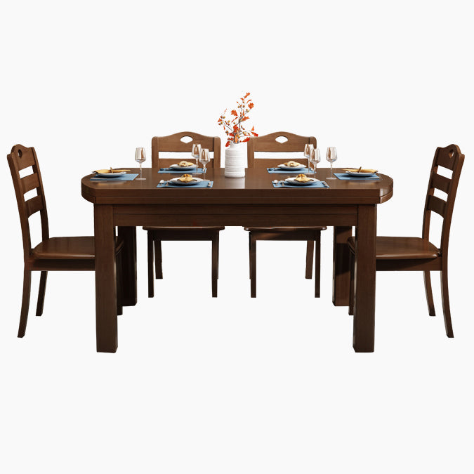 54.3''L Modern Solid Wood Table Round Extendable Dining Table with 4 Legs Base Clearhalo ' dining_table' 'Dining Tables & Seating' 'Dining Tables' 'furn' 'furn_dining_table' 'Furniture' 'furniture_dining_table' 'Kitchen & Dining Furniture' 'kitchen&dining_furn' 'kitchen' 'kitchen_dining_table' 4133570