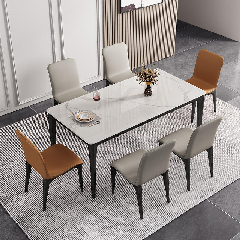 Sintered Stone White Dining Table Mid-Century Modern 4 Legs Table for Dining Room Clearhalo ' dining_table' 'Dining Tables & Seating' 'Dining Tables' 'Furniture' 'furniture_dining_table' 'Kitchen & Dining Furniture' 'kitchen&dining_furn' 'kitchen' 'kitchen_dining_table' 4133573