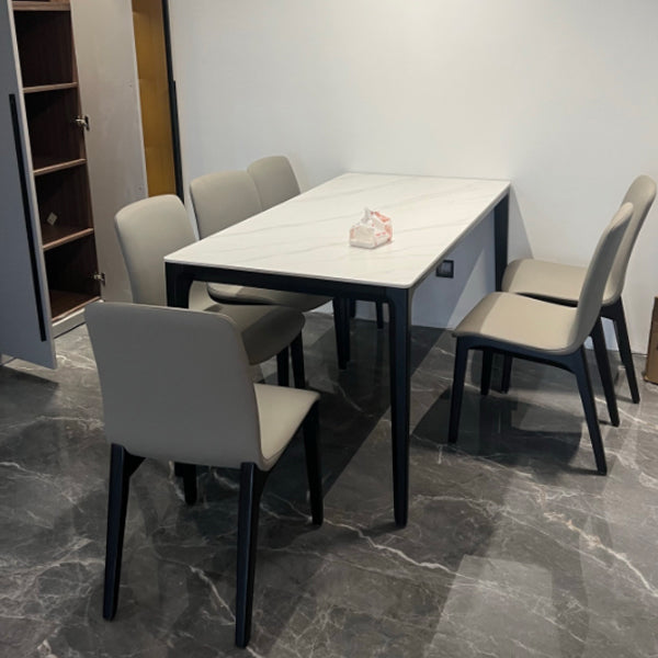 Sintered Stone White Dining Table Mid-Century Modern 4 Legs Table for Dining Room Clearhalo ' dining_table' 'Dining Tables & Seating' 'Dining Tables' 'Furniture' 'furniture_dining_table' 'Kitchen & Dining Furniture' 'kitchen&dining_furn' 'kitchen' 'kitchen_dining_table' 4133574