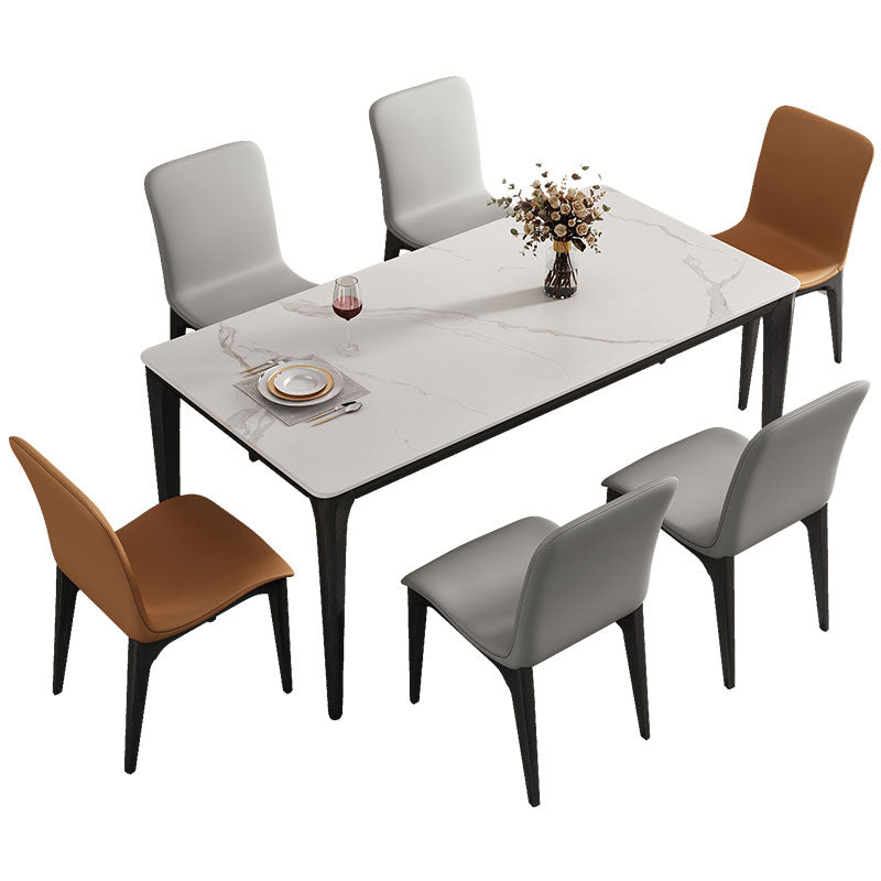 Sintered Stone White Dining Table Mid-Century Modern 4 Legs Table for Dining Room Clearhalo ' dining_table' 'Dining Tables & Seating' 'Dining Tables' 'Furniture' 'furniture_dining_table' 'Kitchen & Dining Furniture' 'kitchen&dining_furn' 'kitchen' 'kitchen_dining_table' 4133580