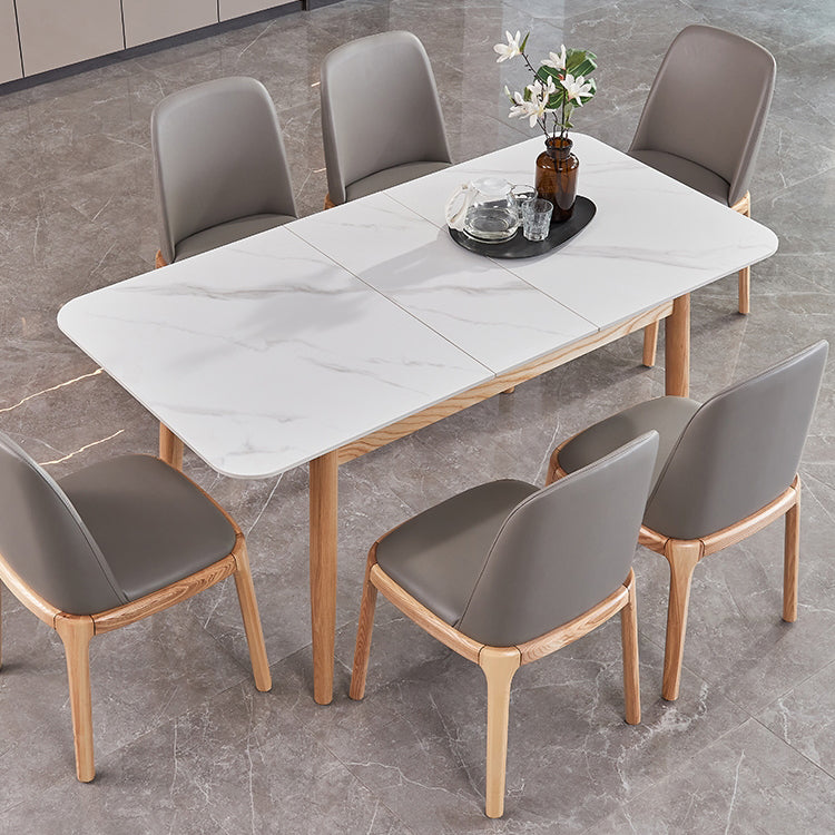 Mid-Century Rectangle White Table Sintered Stone Extendable Dining Table for Kitchen Clearhalo ' dining_table' 'Dining Tables & Seating' 'Dining Tables' 'furn' 'furn_dining_table' 'Furniture' 'furniture_dining_table' 'Kitchen & Dining Furniture' 'kitchen&dining_furn' 'kitchen' 'kitchen_dining_table' 4133601