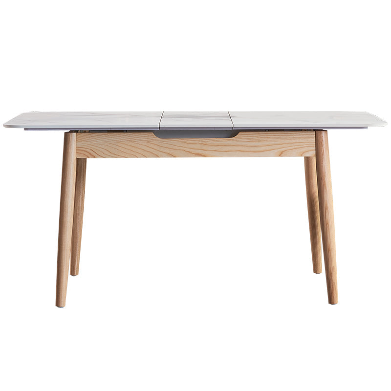 Mid-Century Rectangle White Table Sintered Stone Extendable Dining Table for Kitchen Without Chairs Clearhalo ' dining_table' 'Dining Tables & Seating' 'Dining Tables' 'furn' 'furn_dining_table' 'Furniture' 'furniture_dining_table' 'Kitchen & Dining Furniture' 'kitchen&dining_furn' 'kitchen' 'kitchen_dining_table' 4133602