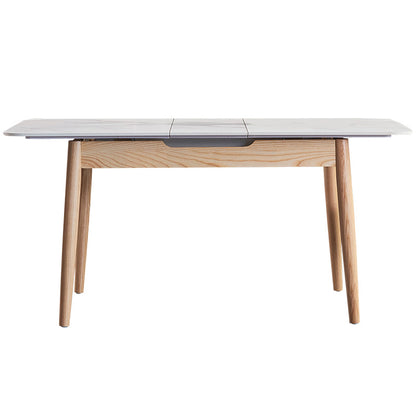 Mid-Century Rectangle White Table Sintered Stone Extendable Dining Table for Kitchen Without Chairs Clearhalo ' dining_table' 'Dining Tables & Seating' 'Dining Tables' 'furn' 'furn_dining_table' 'Furniture' 'furniture_dining_table' 'Kitchen & Dining Furniture' 'kitchen&dining_furn' 'kitchen' 'kitchen_dining_table' 4133602