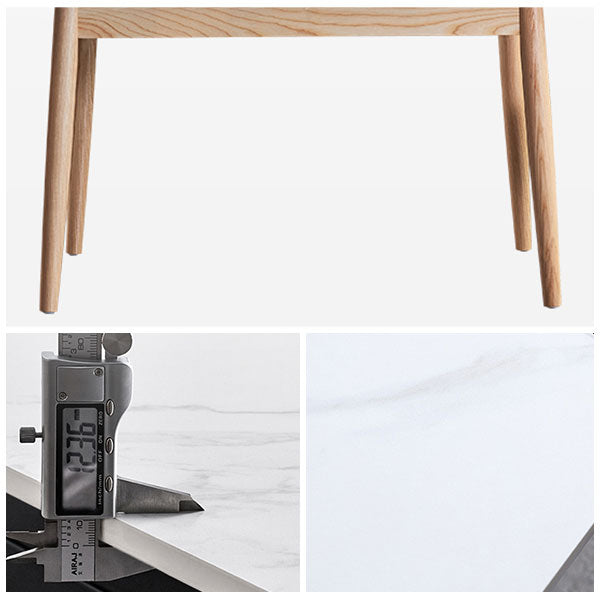 Mid-Century Rectangle White Table Sintered Stone Extendable Dining Table for Kitchen Clearhalo ' dining_table' 'Dining Tables & Seating' 'Dining Tables' 'furn' 'furn_dining_table' 'Furniture' 'furniture_dining_table' 'Kitchen & Dining Furniture' 'kitchen&dining_furn' 'kitchen' 'kitchen_dining_table' 4133604