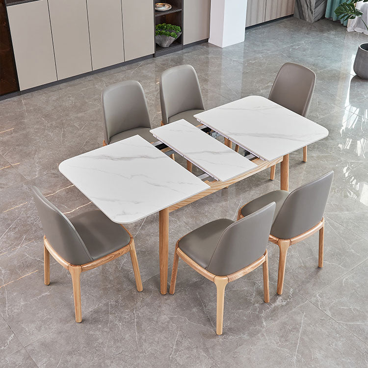 Mid-Century Rectangle White Table Sintered Stone Extendable Dining Table for Kitchen Clearhalo ' dining_table' 'Dining Tables & Seating' 'Dining Tables' 'furn' 'furn_dining_table' 'Furniture' 'furniture_dining_table' 'Kitchen & Dining Furniture' 'kitchen&dining_furn' 'kitchen' 'kitchen_dining_table' 4133605