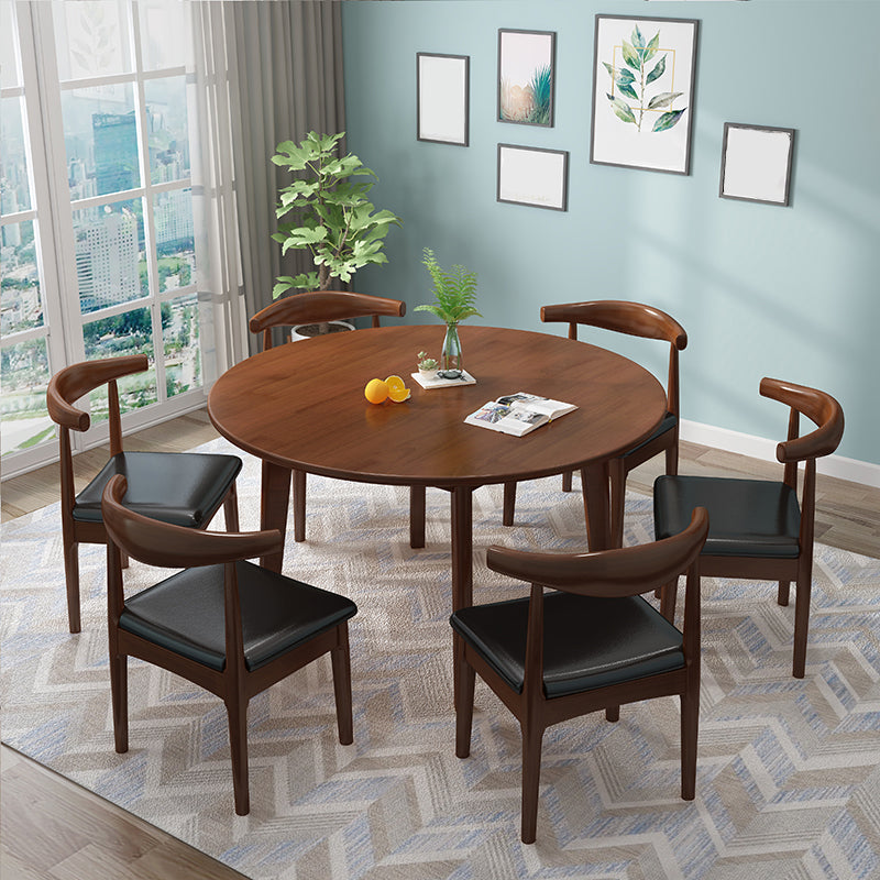 Round 4 Legs Minimalist Table Wood Color Fixed Table with Rubberwood Solid Wood Clearhalo ' dining_table' 'Dining Tables & Seating' 'Dining Tables' 'furn' 'furn_dining_table' 'Furniture' 'furniture_dining_table' 'Kitchen & Dining Furniture' 'kitchen&dining_furn' 'kitchen' 'kitchen_dining_table' 4133622