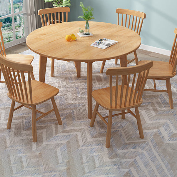 Round 4 Legs Minimalist Table Wood Color Fixed Table with Rubberwood Solid Wood Clearhalo ' dining_table' 'Dining Tables & Seating' 'Dining Tables' 'furn' 'furn_dining_table' 'Furniture' 'furniture_dining_table' 'Kitchen & Dining Furniture' 'kitchen&dining_furn' 'kitchen' 'kitchen_dining_table' 4133624