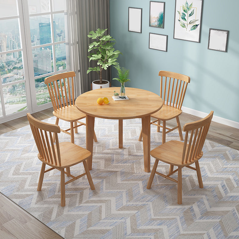 Round 4 Legs Minimalist Table Wood Color Fixed Table with Rubberwood Solid Wood Clearhalo ' dining_table' 'Dining Tables & Seating' 'Dining Tables' 'furn' 'furn_dining_table' 'Furniture' 'furniture_dining_table' 'Kitchen & Dining Furniture' 'kitchen&dining_furn' 'kitchen' 'kitchen_dining_table' 4133625