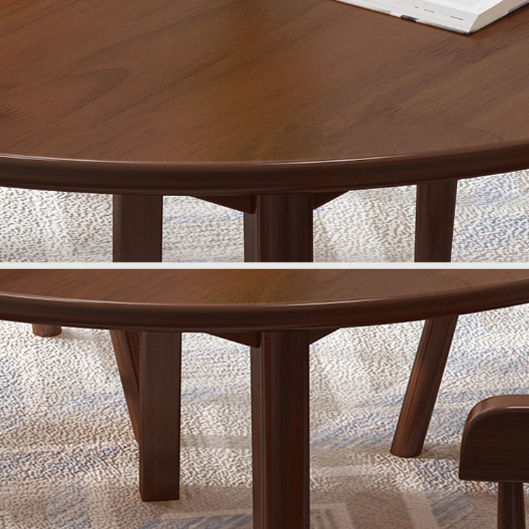 Round 4 Legs Minimalist Table Wood Color Fixed Table with Rubberwood Solid Wood Clearhalo ' dining_table' 'Dining Tables & Seating' 'Dining Tables' 'furn' 'furn_dining_table' 'Furniture' 'furniture_dining_table' 'Kitchen & Dining Furniture' 'kitchen&dining_furn' 'kitchen' 'kitchen_dining_table' 4133628