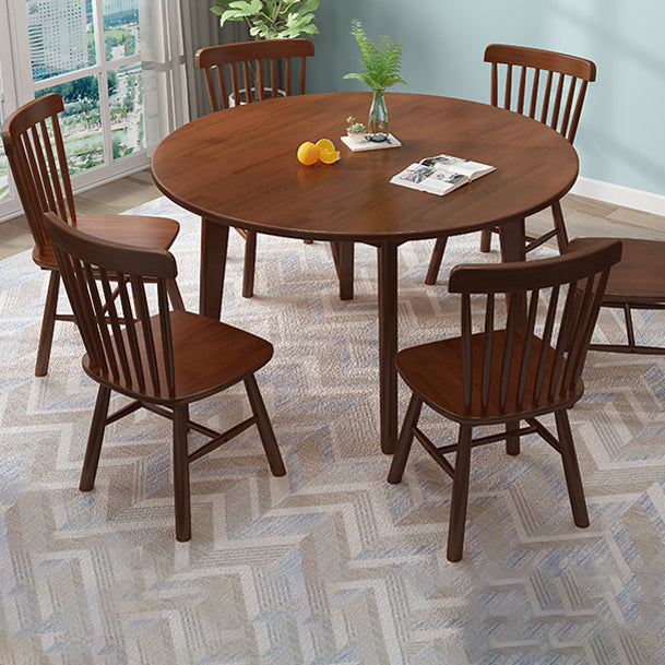 Round 4 Legs Minimalist Table Wood Color Fixed Table with Rubberwood Solid Wood Clearhalo ' dining_table' 'Dining Tables & Seating' 'Dining Tables' 'furn' 'furn_dining_table' 'Furniture' 'furniture_dining_table' 'Kitchen & Dining Furniture' 'kitchen&dining_furn' 'kitchen' 'kitchen_dining_table' 4133630