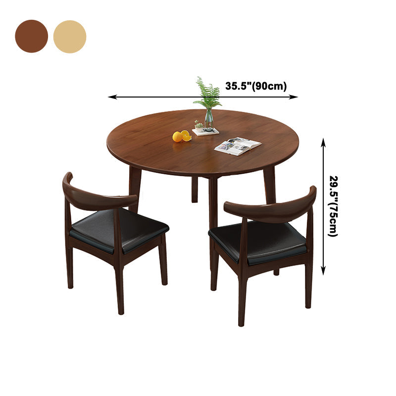 Round 4 Legs Minimalist Table Wood Color Fixed Table with Rubberwood Solid Wood Clearhalo ' dining_table' 'Dining Tables & Seating' 'Dining Tables' 'furn' 'furn_dining_table' 'Furniture' 'furniture_dining_table' 'Kitchen & Dining Furniture' 'kitchen&dining_furn' 'kitchen' 'kitchen_dining_table' 4133633