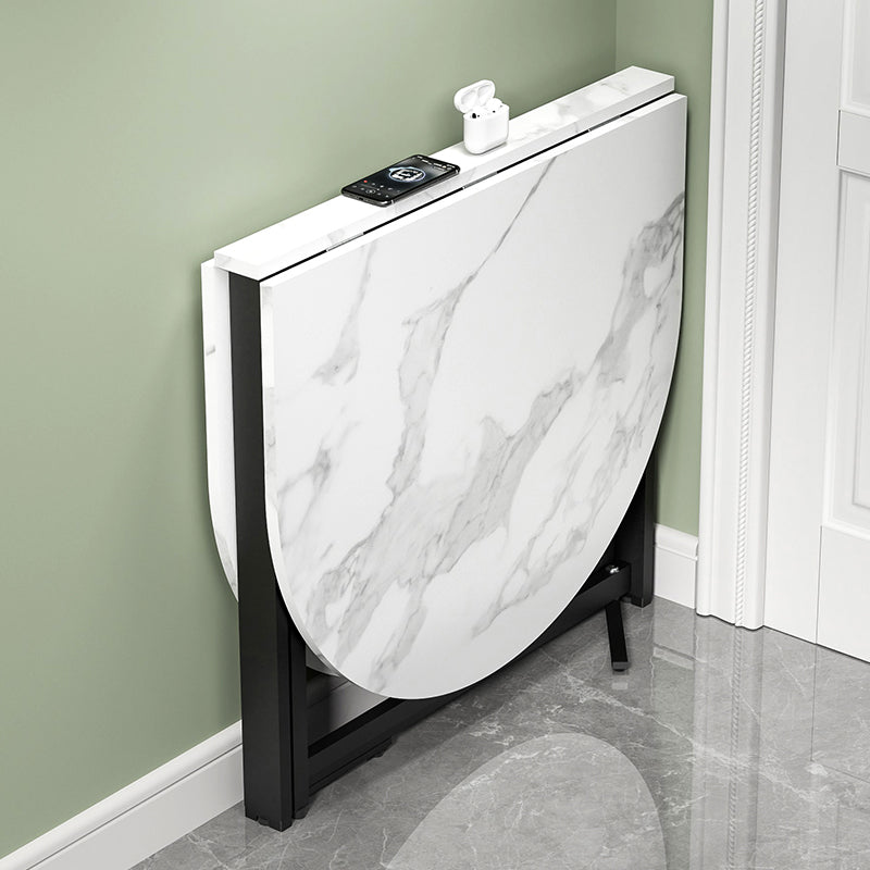 Modern Style Dining Table White Oval Drop-Leaf Dining Table for Home Use Clearhalo ' dining_table' 'Dining Tables & Seating' 'Dining Tables' 'Furniture' 'furniture_dining_table' 'Kitchen & Dining Furniture' 'kitchen&dining_furn' 'kitchen' 'kitchen_dining_table' 4133638